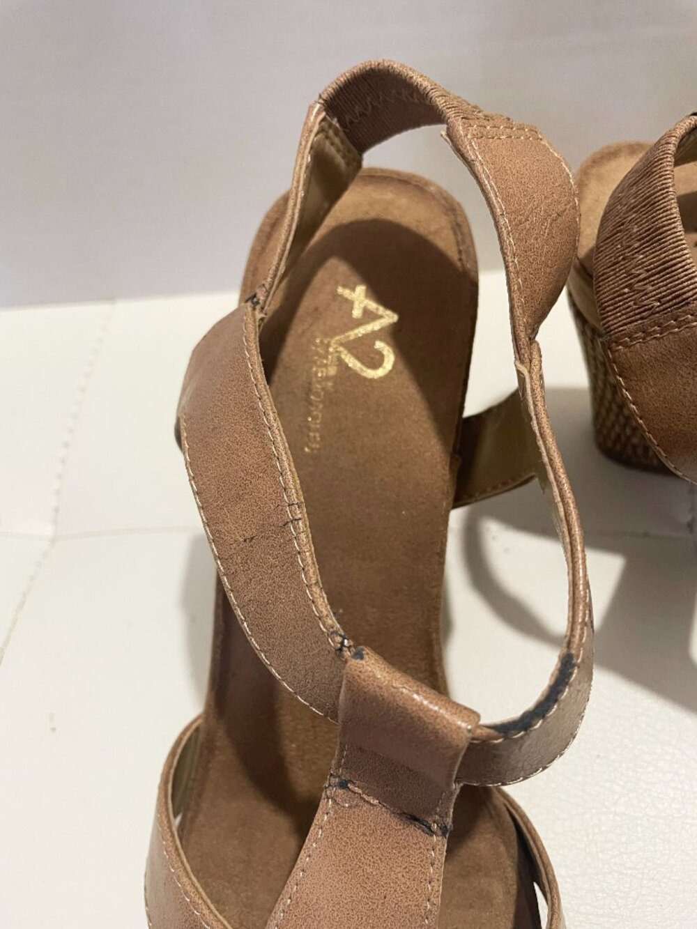 A2 by Aerosoles Tan Strappy Espadrille Wedge Comfy Open Toe Sandals Size 8.5M - Picture 11 of 11